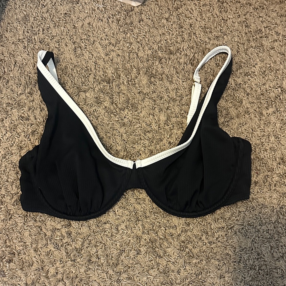 Hollister Black Bikini Top with White Trim